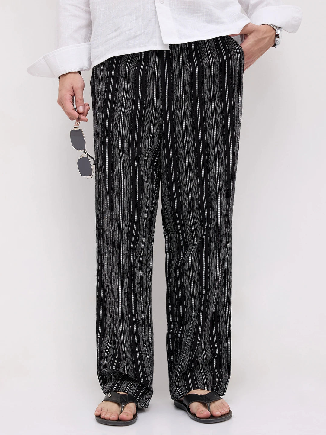 Artisan Monochrome Striped Straight Fit Trousers