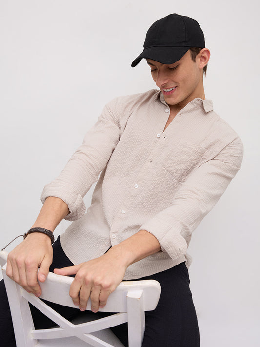 Soft Dune Seersucker Summer Essential Shirt