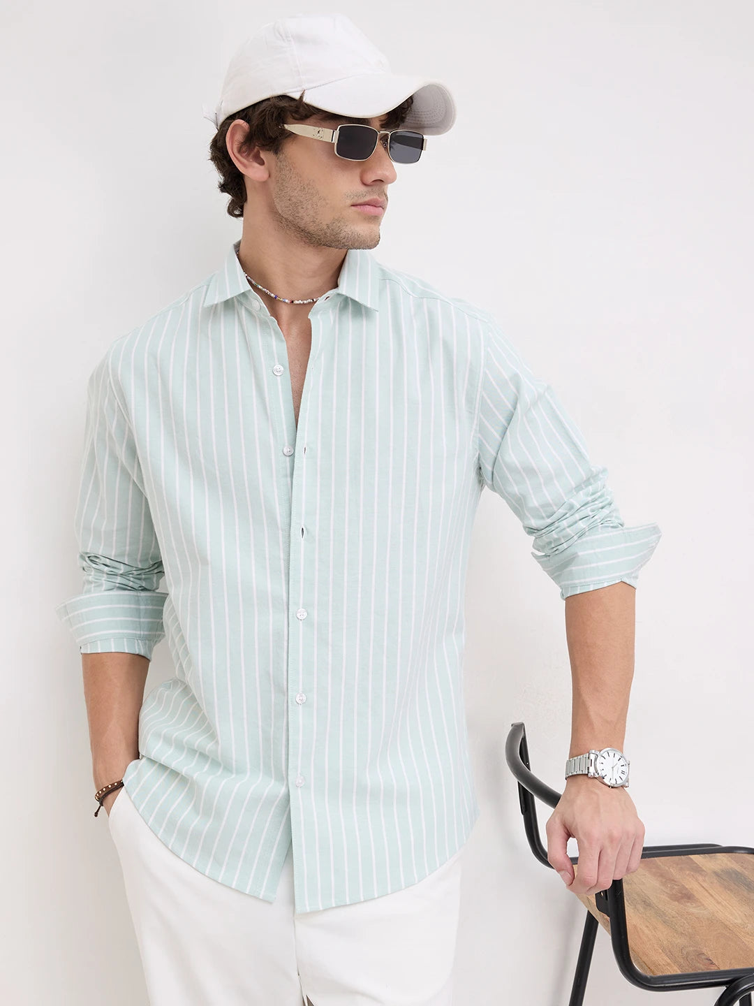 Sage Green Oxford Striped Everyday Shirt