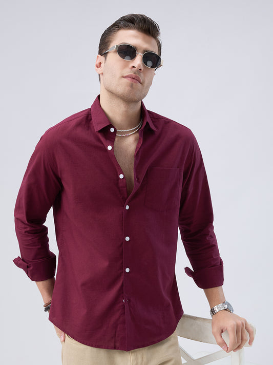 Deep Maroon Slub Essence Shirt