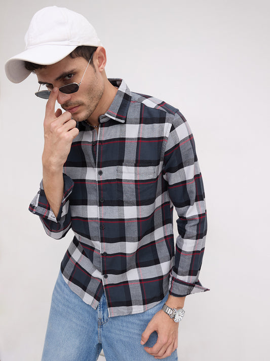 Urban Grey & Black Plaid Checks Shirt