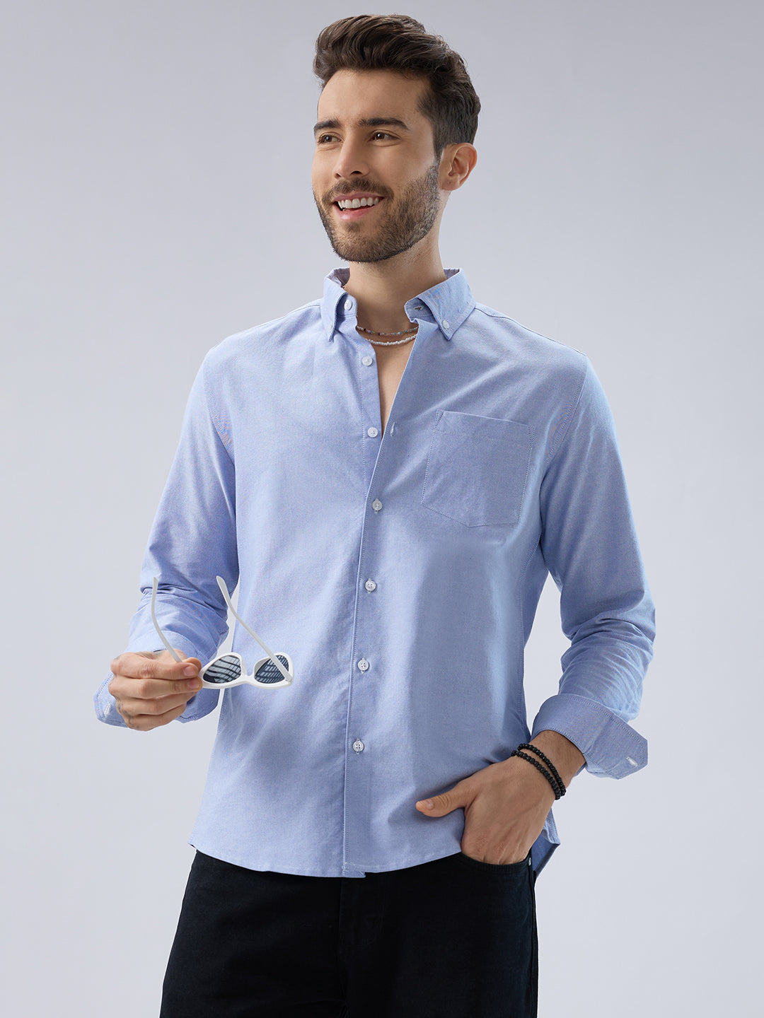 Sky Mist Oxford Weave Button-Down Shirt