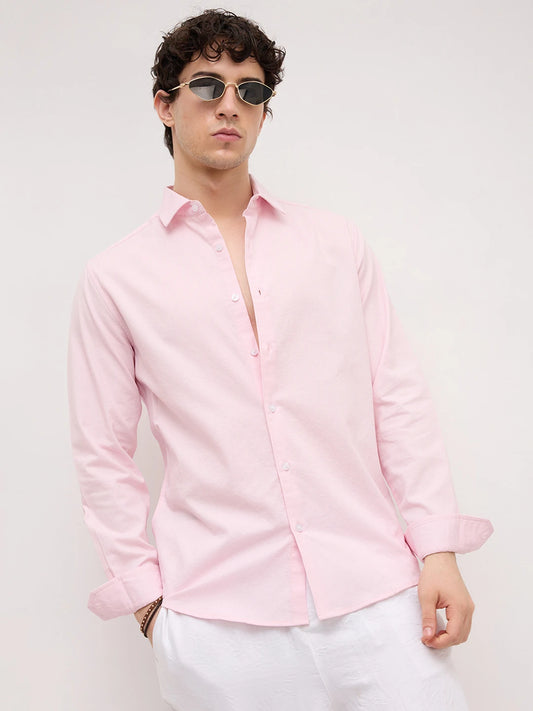 Pink Micro Basket Weave Shirt
