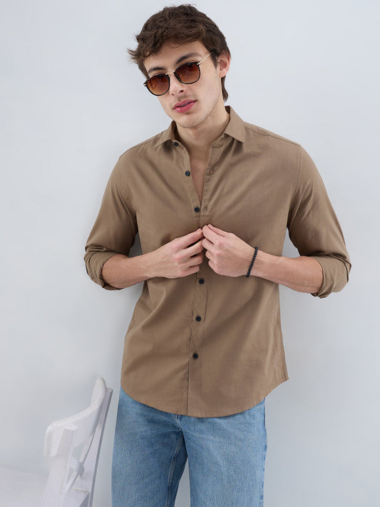Luxe Olive Brown Oxford Shirt