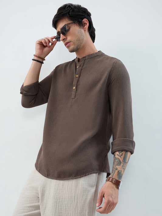 Classic Grey Crinkled Kurta