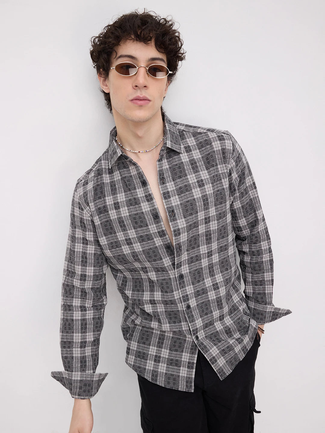 Heritage Charcoal Grey & Black Plaid Checks Shirt