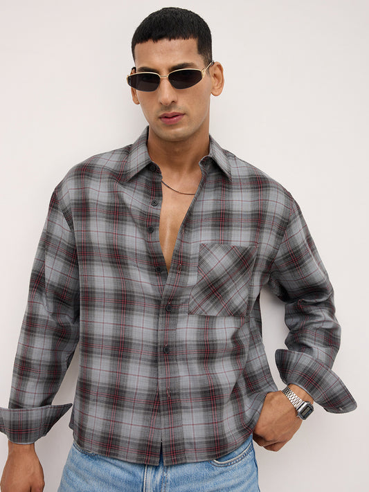 Ashwood Prince Checks Boxy Fit Crop Shirt