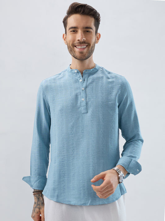 Aqua Mist Jacquard Striped Kurta