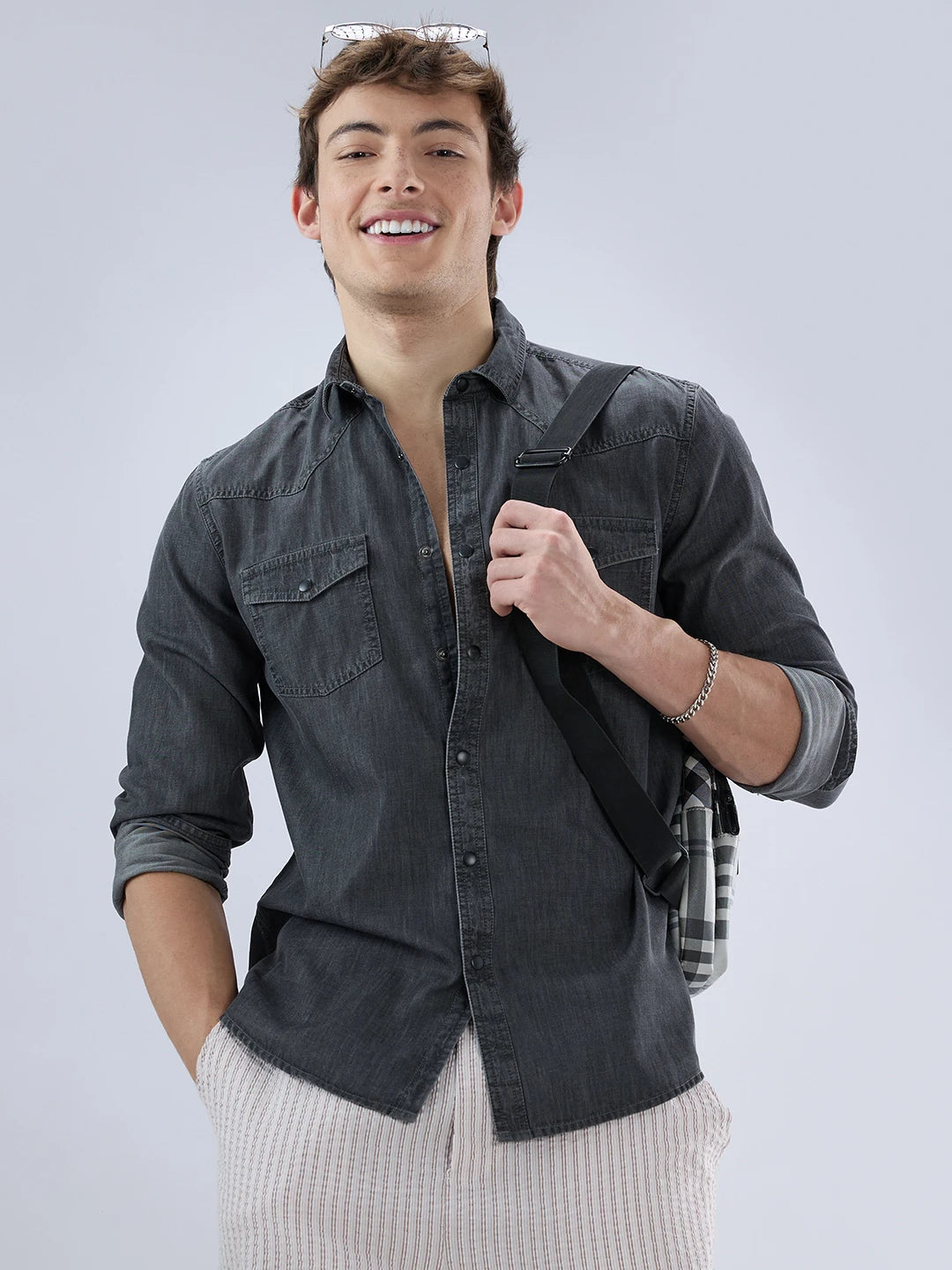 Charcoal Black Twin Pocket Overshirt