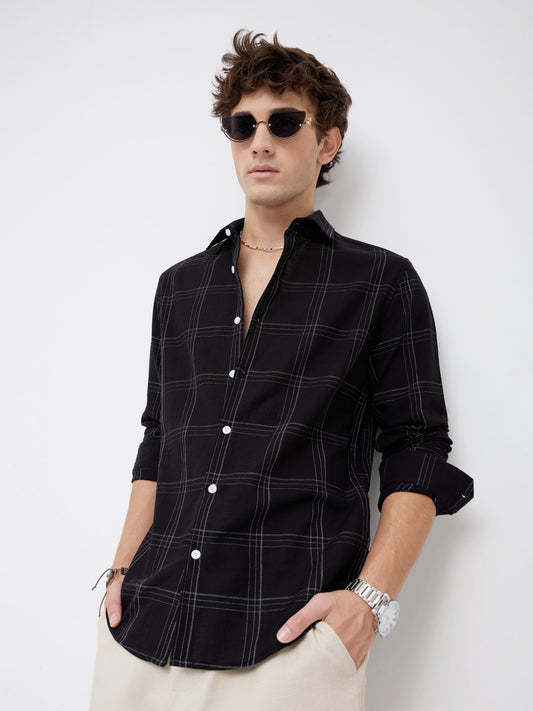 Blackout Contrast Chalkline Checked Shirt