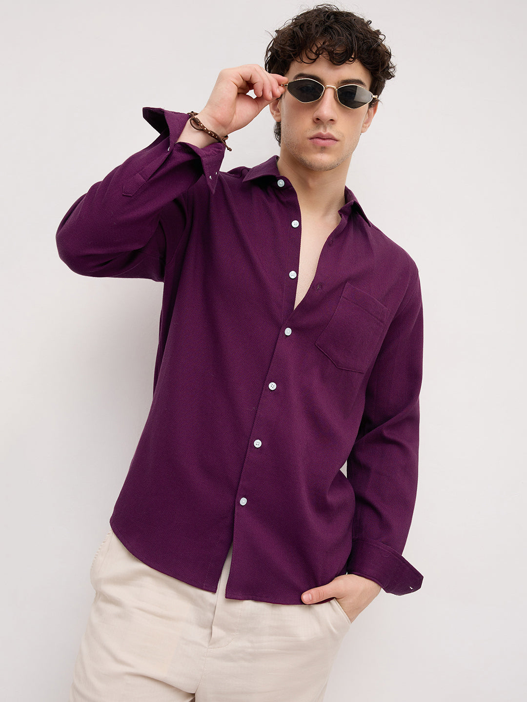 Deep Merlot Wine Micro Willow Textured Shirt