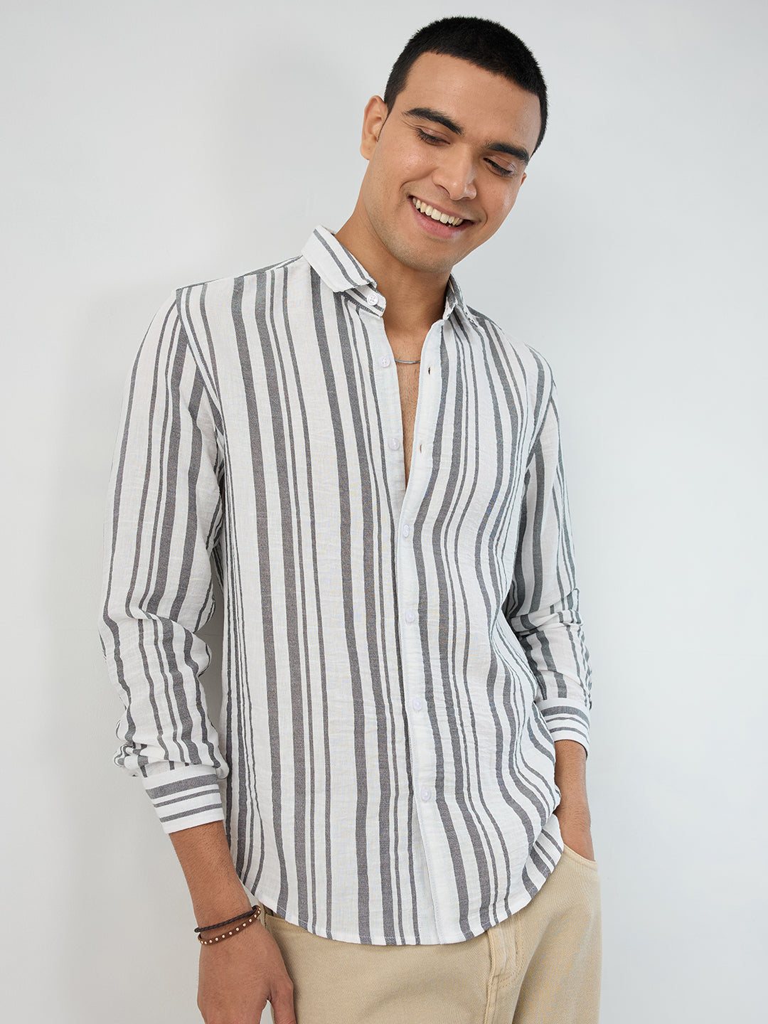 Timeless Monochrome Vertical Striped Shirt