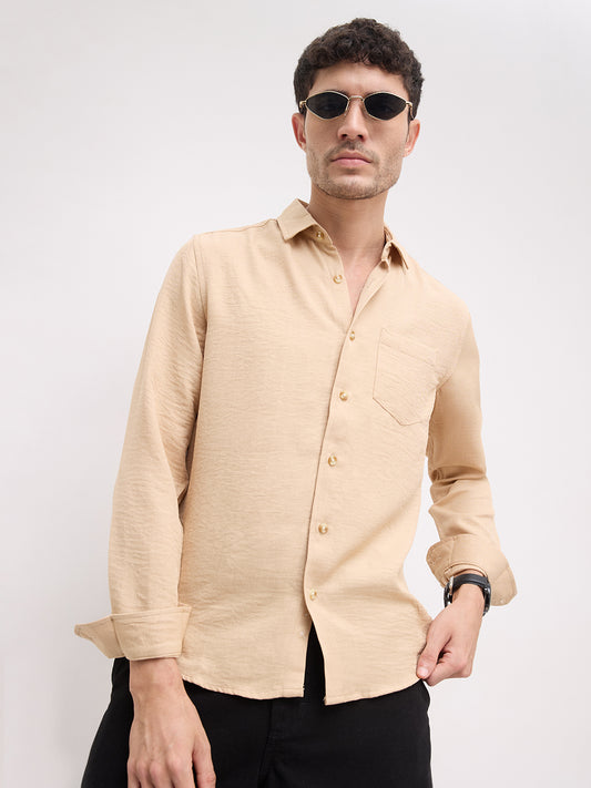 Tan Minimalist Solid Shirt