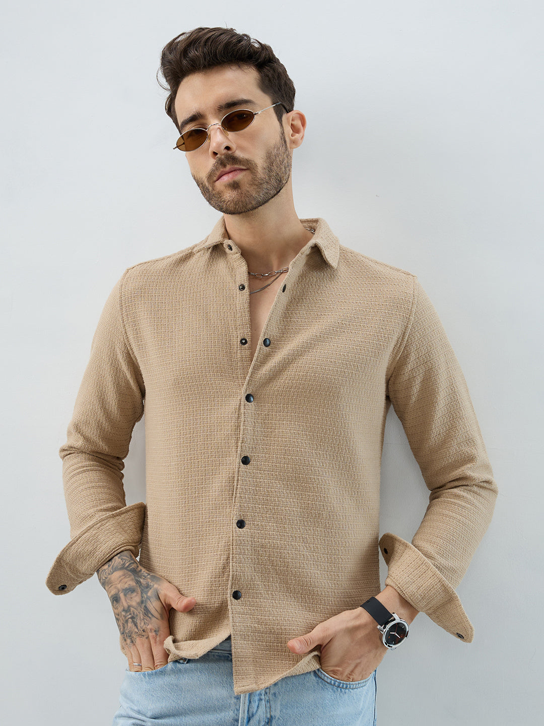 Grainfield Sand Beige Heavy Weave Shirt