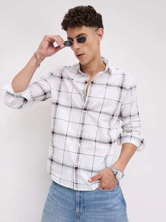 Morning Brew Neutral Peach Finish Checks Shirt