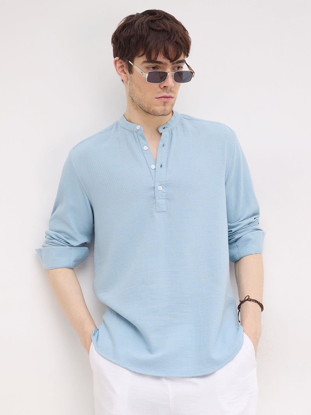 Morning Blues Artisan Weave Kurta