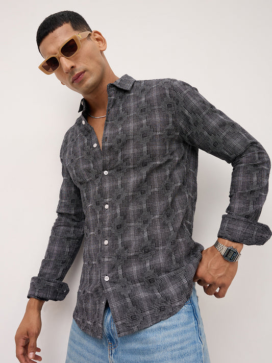 Black Eclipse Textured Casual Shirt