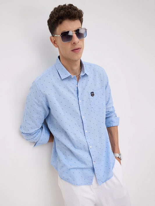 Elegant Blue Printed Everyday Shirt