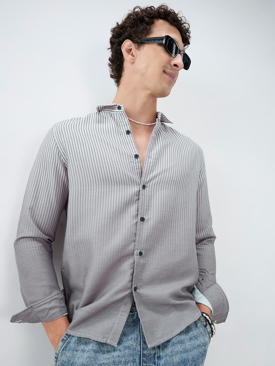 Ash Grey Pinstripe Ombre Shirt