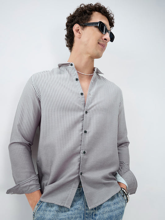 Ash Grey Pinstripe Ombre Shirt