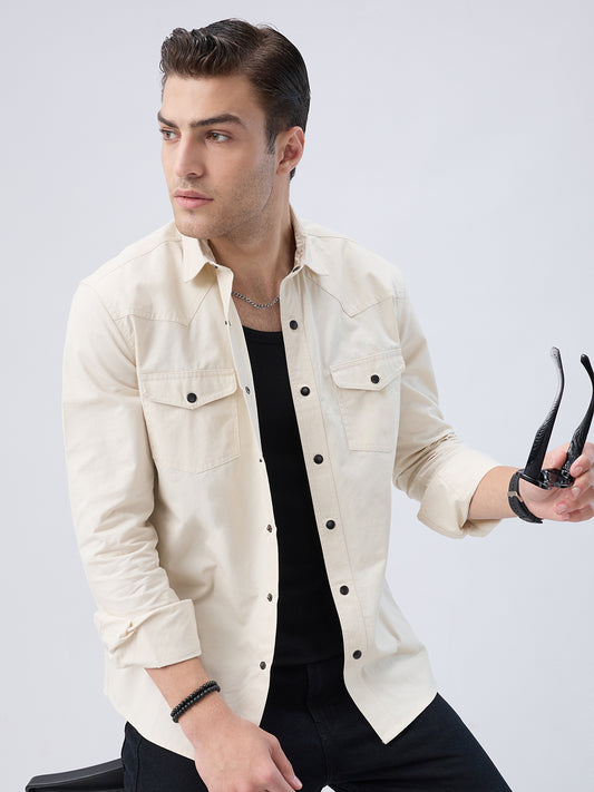 Vintage Cream Voyager Twin Flap Pocket Overshirt