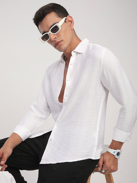 Pristine White Rhythmic Wave Shirt