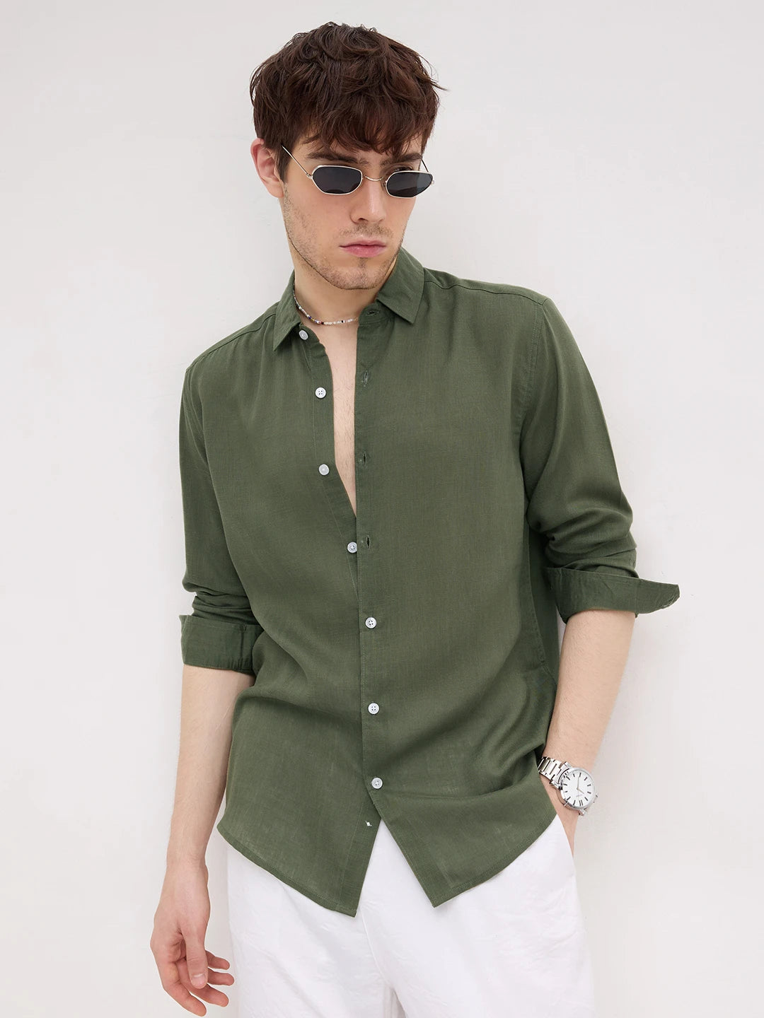 Refined Evergreen Olive Shirt
