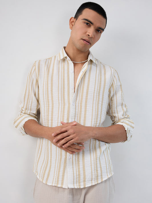 Sunwashed Neutral Linear Striped Shirt