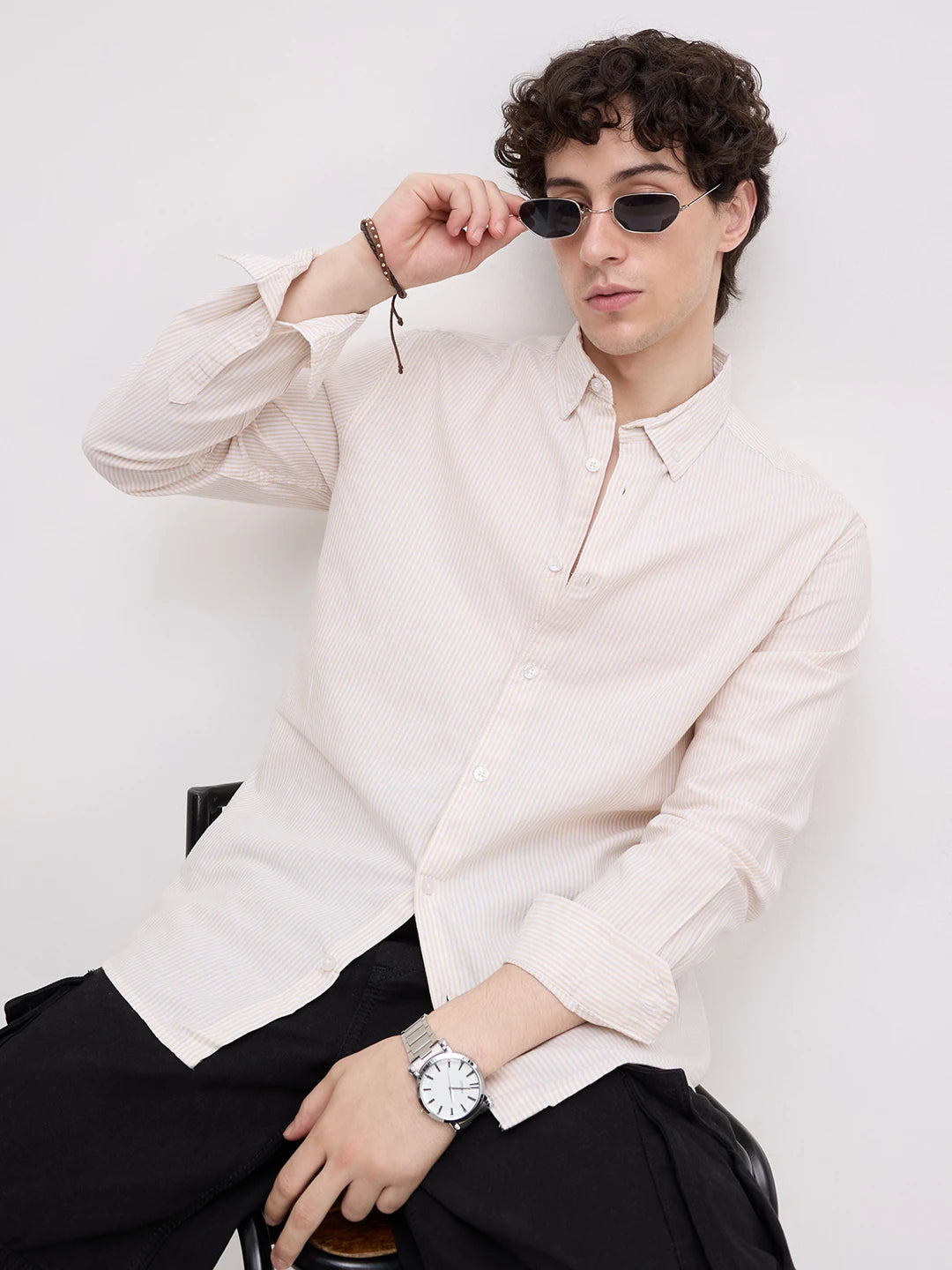 Mellow Yellow Pinstripe Button-Down Collar Shirt