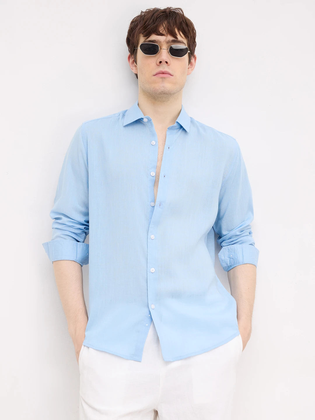 Refreshing Breezy Blue Lyocell Shirt