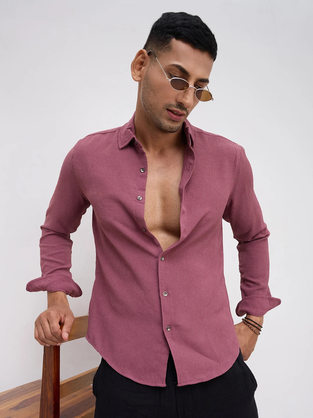 Debonair Affair Purple Crepe Shirt