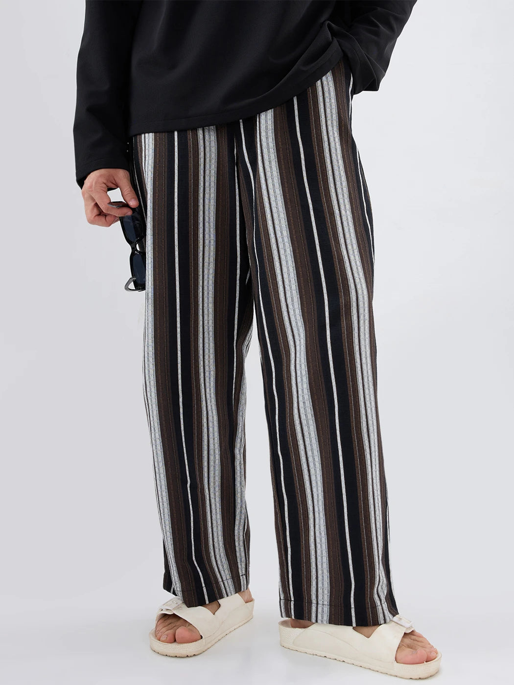 Classic Retro Contrast Striped Straight Fit Trousers