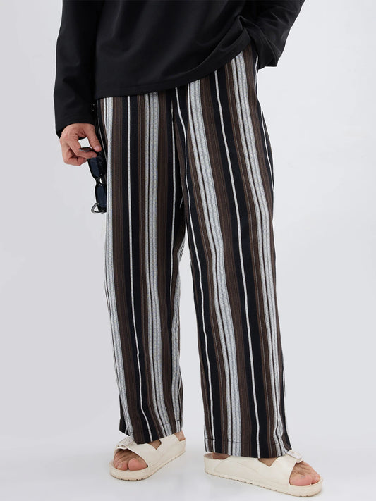 Classic Retro Contrast Striped Straight Fit Trousers