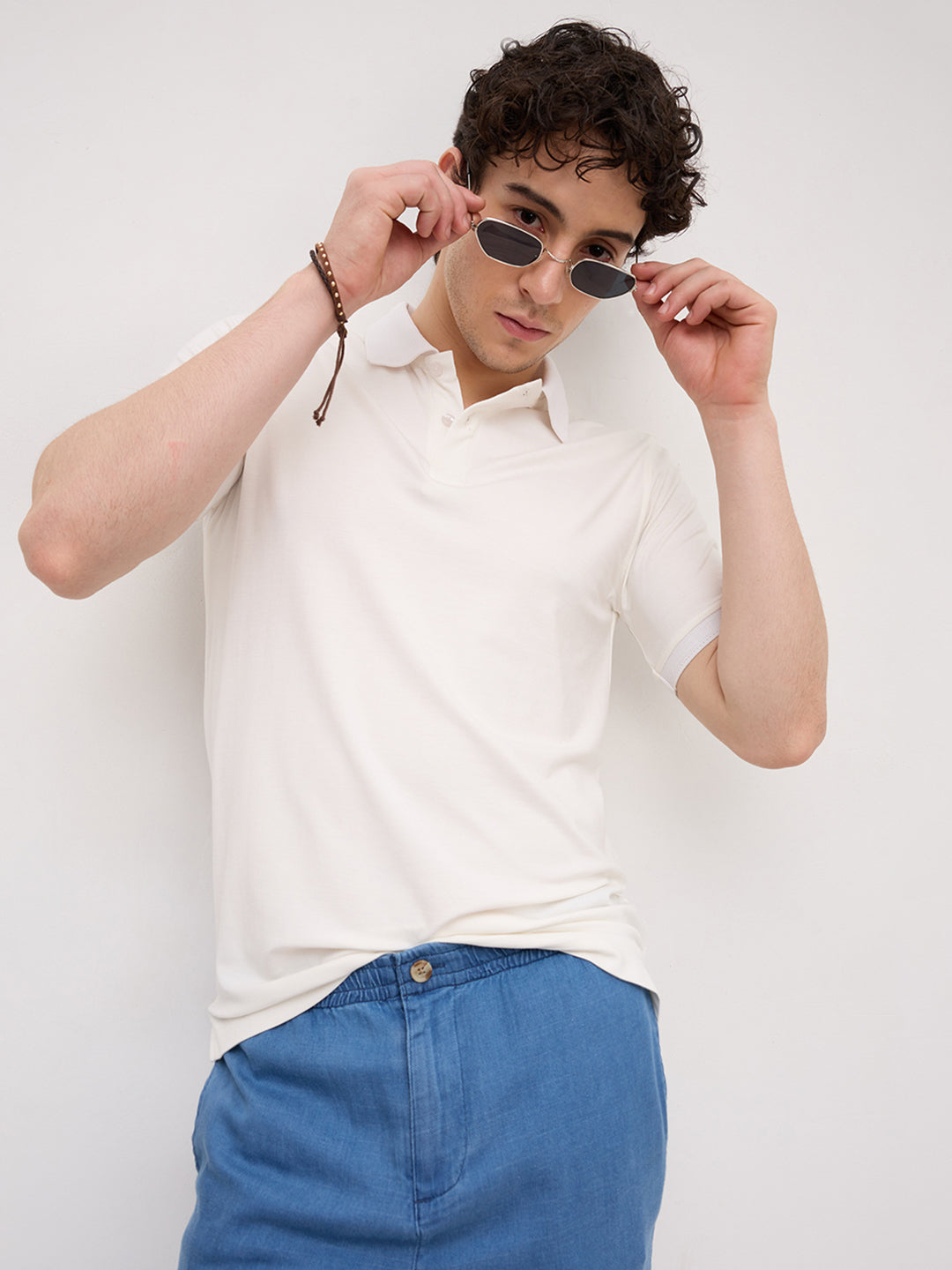 Snow White Polo Knit T-Shirt