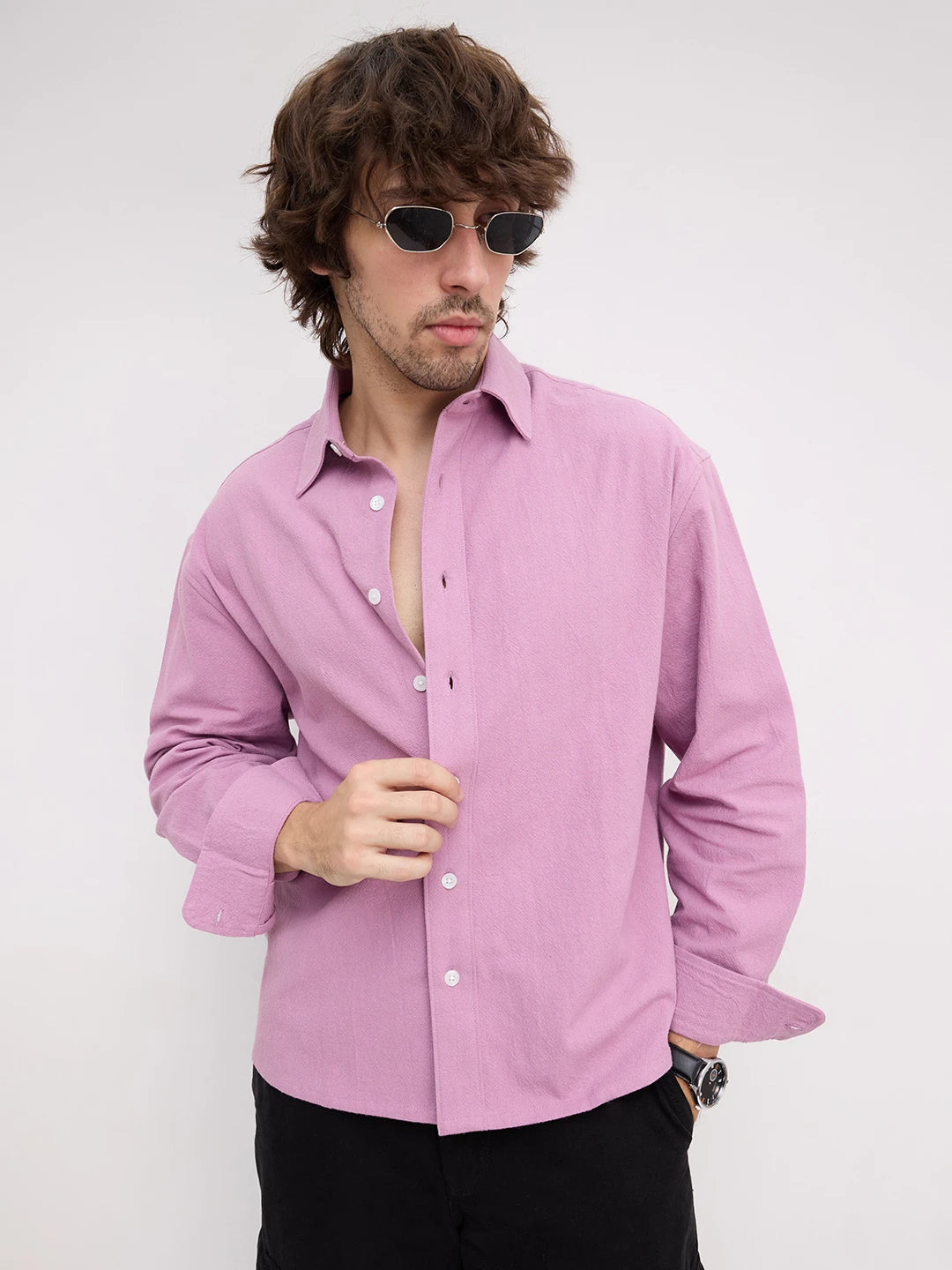 Artisan Orchid Lavender Boxy Fit Crop Shirt
