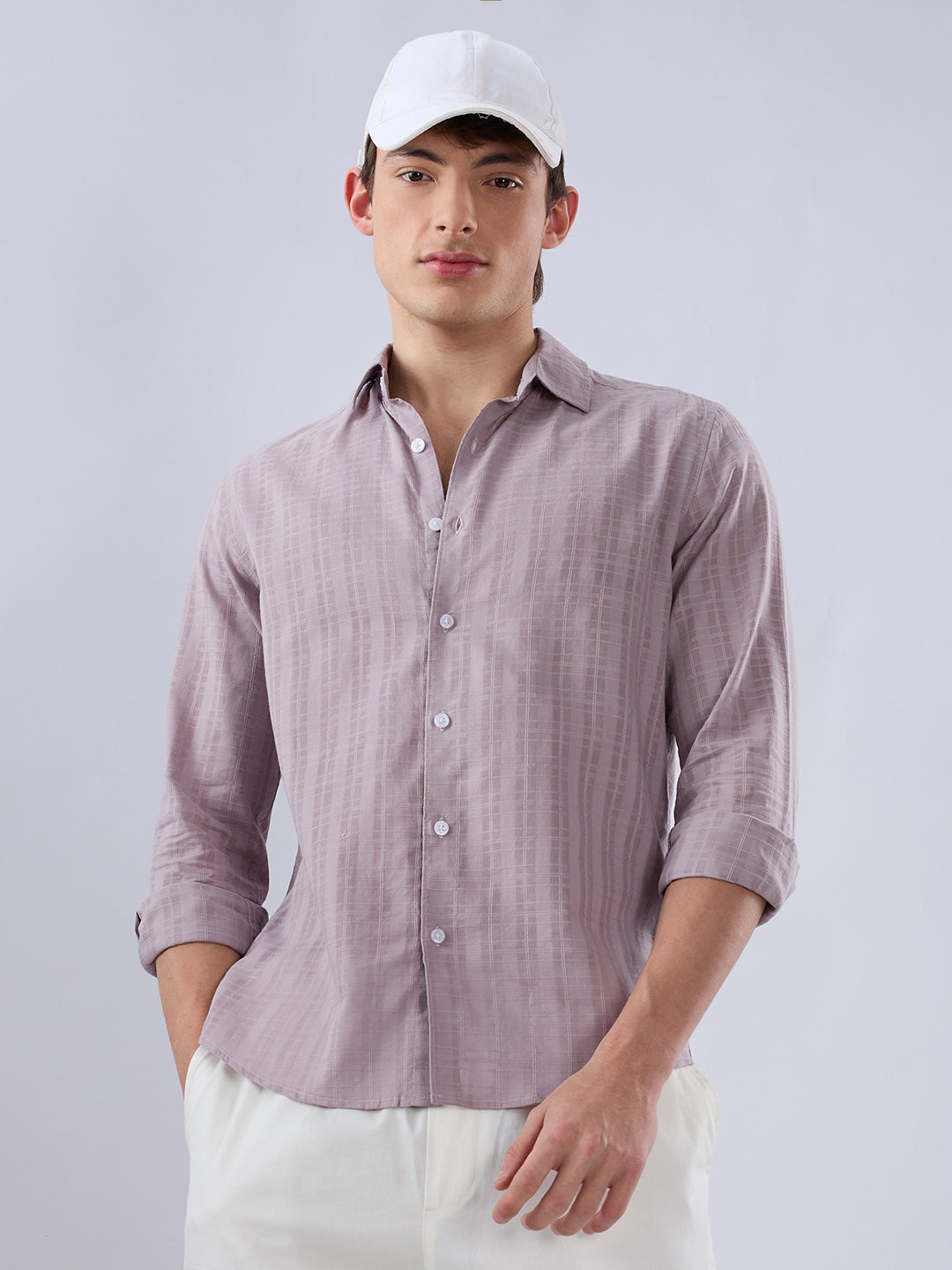 Lilac Luster Textured Sheer Checks Shirt
