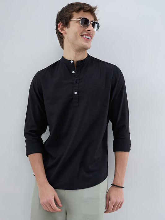 Premium Black Linen Blend Kurta