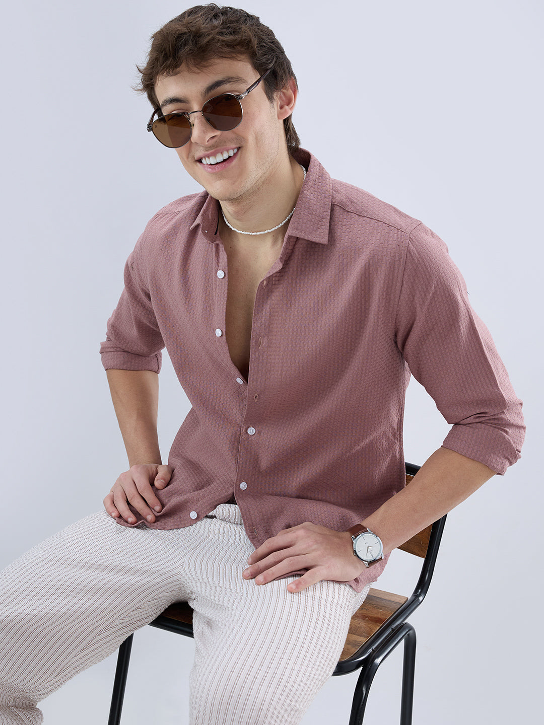 Rosewood Pink Textured Shirt