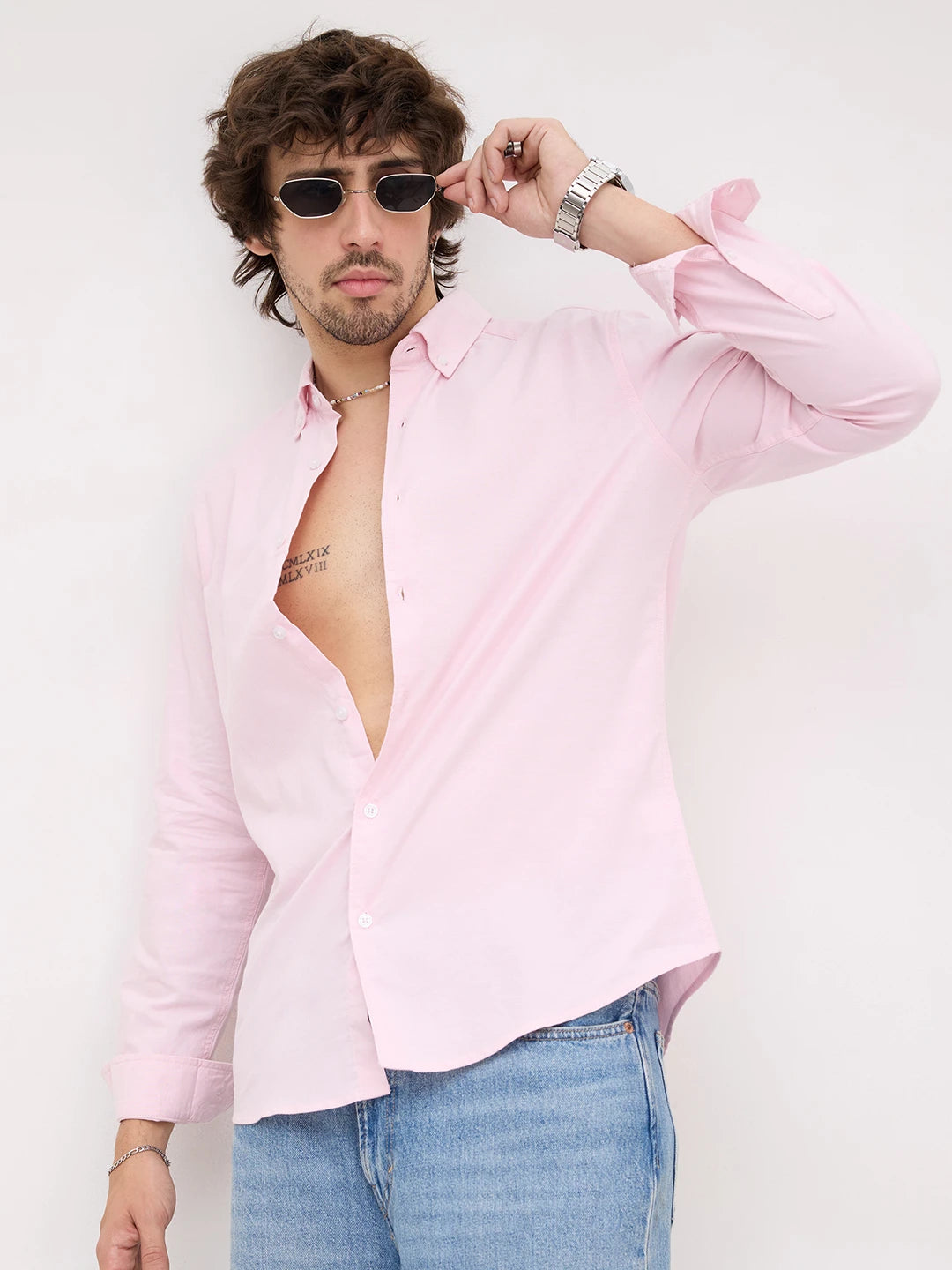 Luxe Sakura Bloom Soft Weave Button-Down Collar Business Shirt