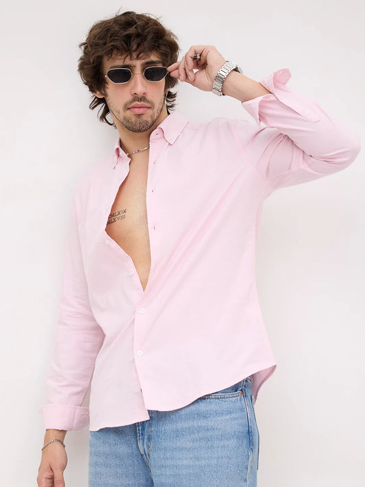 Luxe Sakura Bloom Soft Weave Button-Down Collar Business Shirt