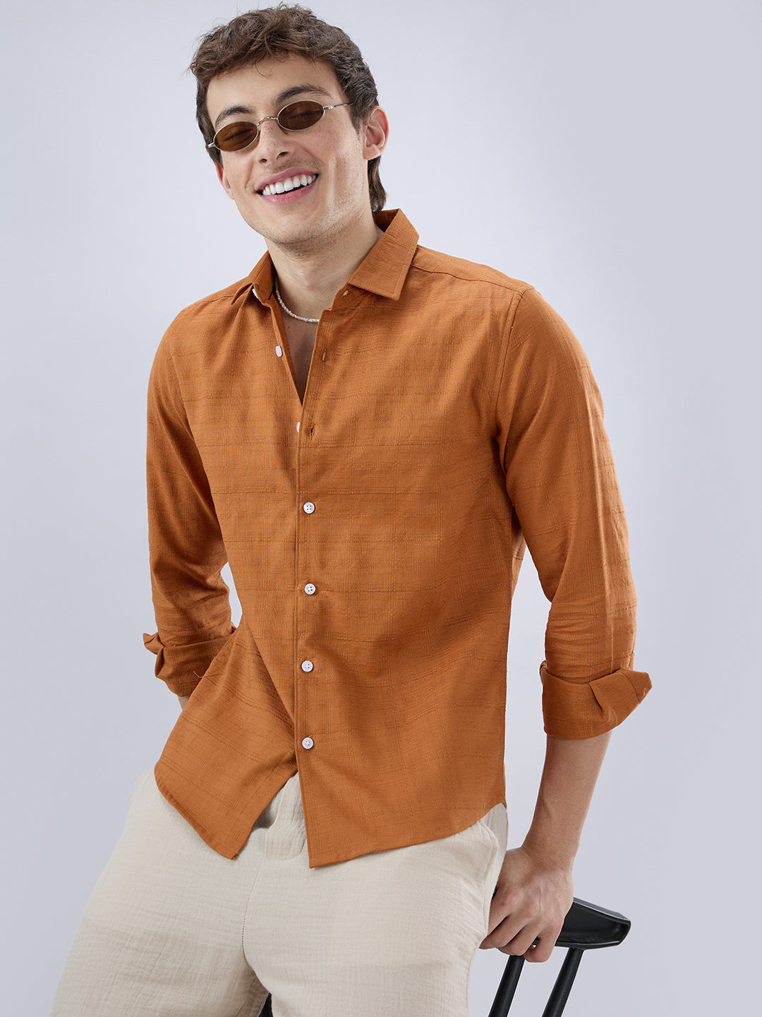 Antique Rust Fine Weave Textured Shirt