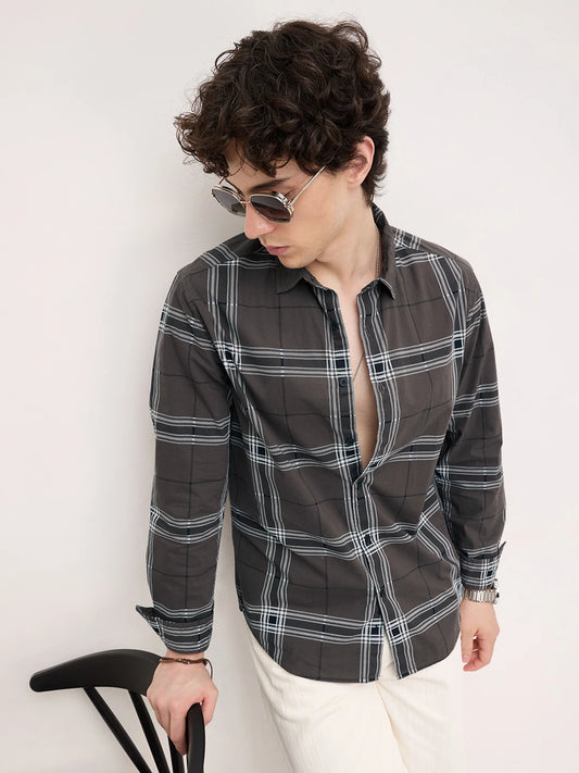 Ash Grey Everyday Plaid Checks Shirt