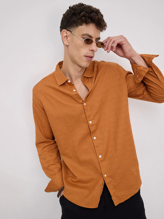 Antique Rust Fine Weave Textured Shirt