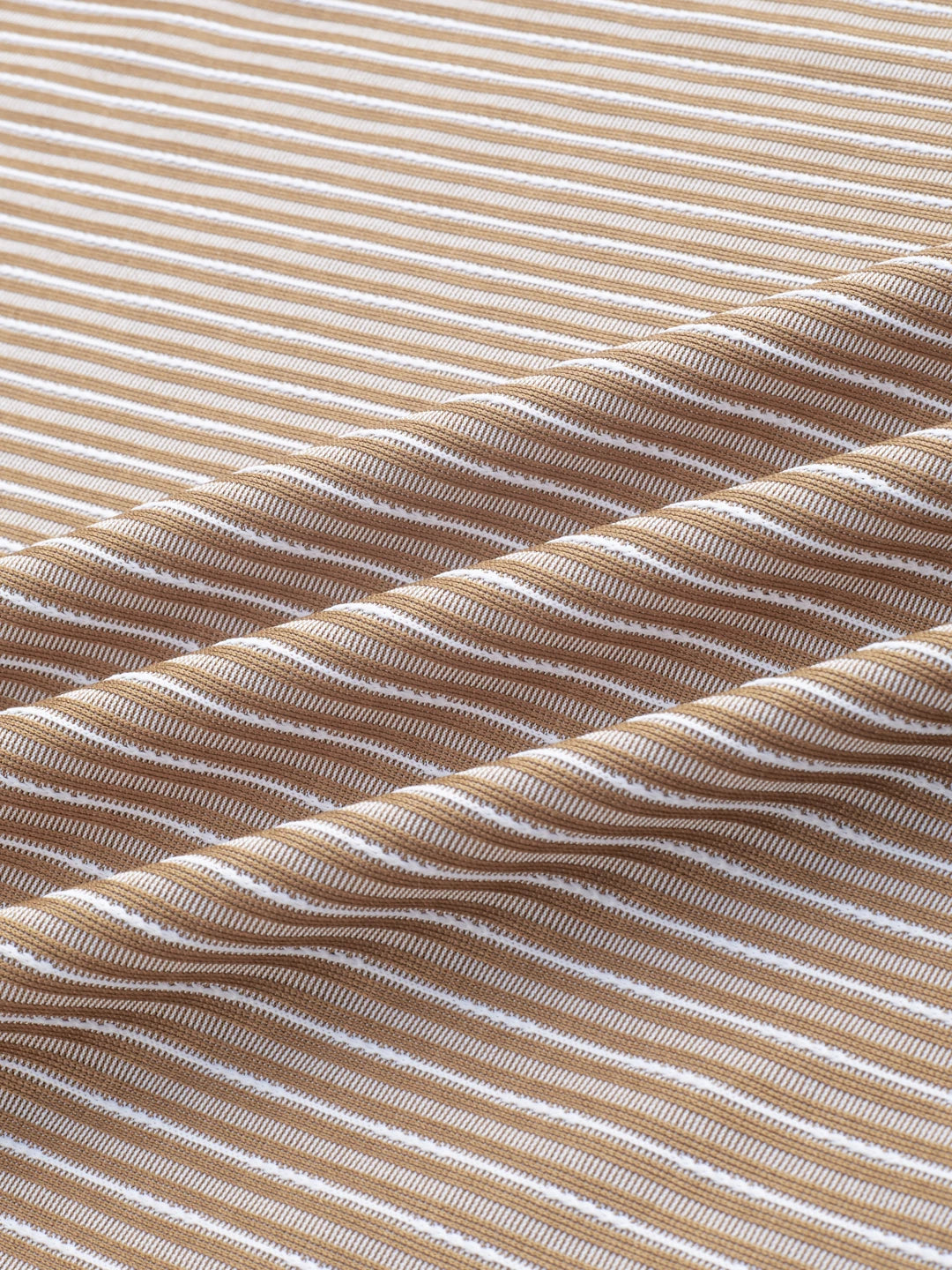 Signature Chocolate Ivory Rib Striped Oversized Polo Shirt