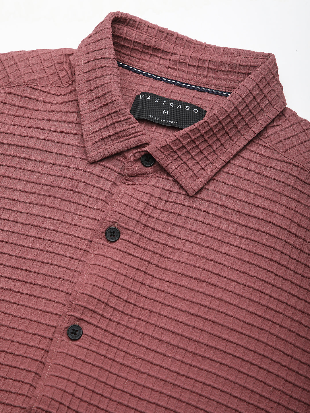 Vintage Maroon Tiny Box Checks Textured Emboss Shirt