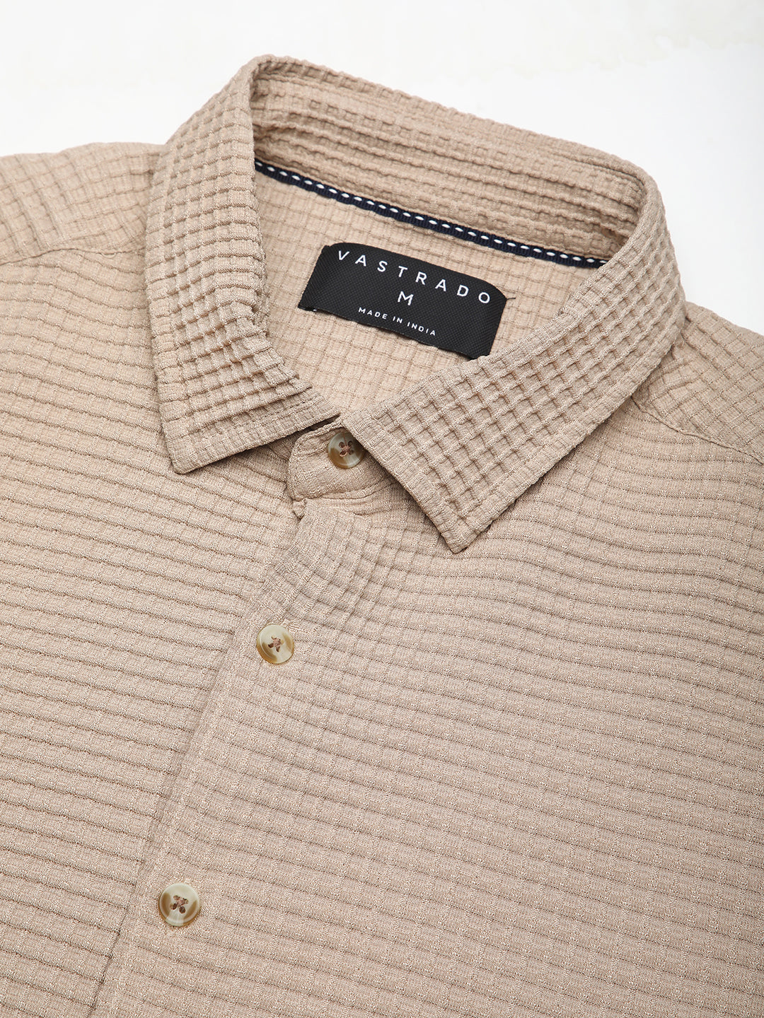 Beige Tiny Box Checkered Emboss Shirt