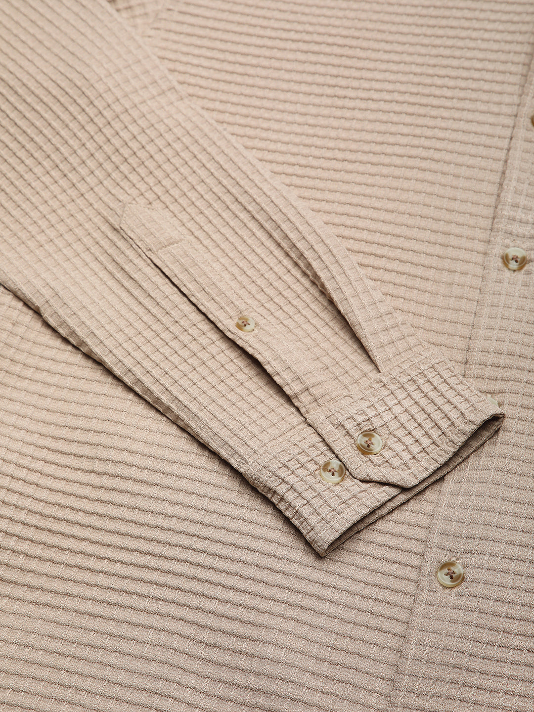 Beige Tiny Box Checkered Emboss Shirt