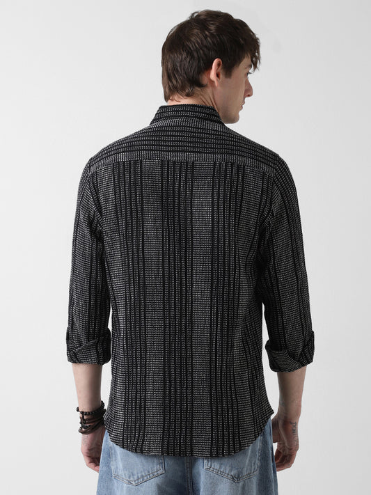 Black & White Tweed Striped Shirt