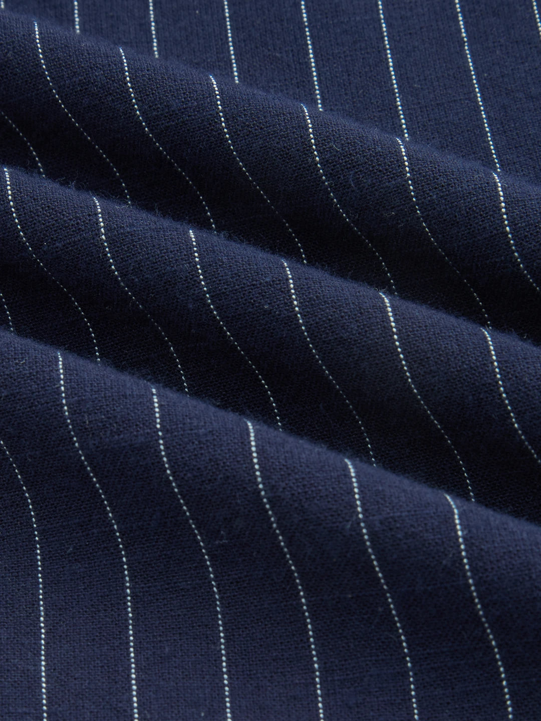 Navy Pinstripe Wide Leg Trousers