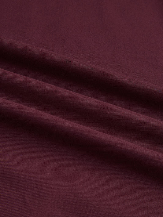 Elegant Wine Oxford Button-Down Collar Business Shirt
